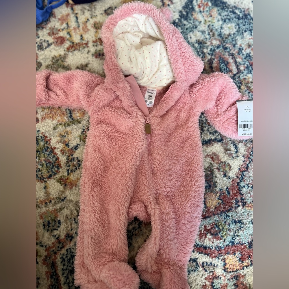 Pink carters snowsuit baby